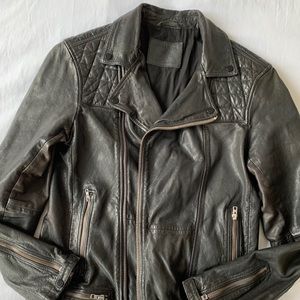 All Saints Conroy Leather Biker Jacket, Size S
